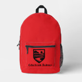 Custom School Name & Emblem Bright Red Backpack Bedruckter Rucksack (Vorderseite)