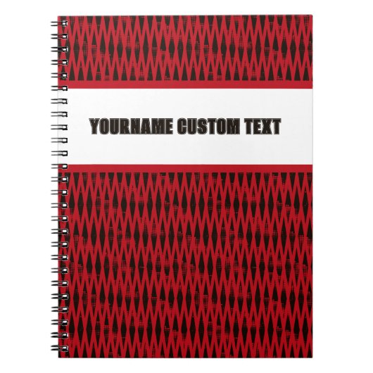 CUSTOM School Spirit Sporty Diamonds | Rot und Sch Notizblock (Vorderseite)