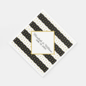 Custom Schwarz-weiß and Gold Wedding Serviette (Ecke)