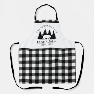 Custom Schwarz-weiß Buffalo Karierte Familienkabin Schürze