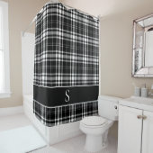 Custom Schwarz-weiß Buffalo Karo Tartan Monogram Duschvorhang (Beispiel)