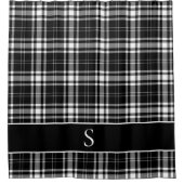 Custom Schwarz-weiß Buffalo Karo Tartan Monogram Duschvorhang (Vorderseite)