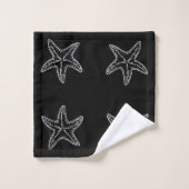 Custom Schwarz-weiß Chic Beach House Starfish Badhandtuch Set (Waschlappen)