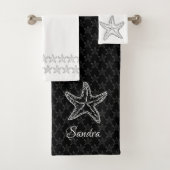 Custom Schwarz-weiß Chic Beach House Starfish Bath Badhandtuch Set (Insitu)