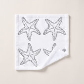 Custom Schwarz-weiß Chic Beach House Starfish Bath Badhandtuch Set (Waschlappen)