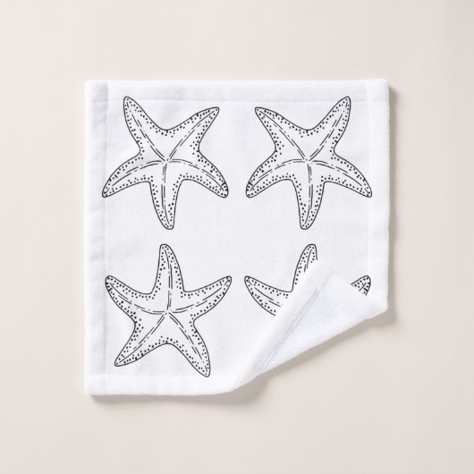 Custom Schwarz-weiß Chic Beach House Starfish Bath Badhandtuch Set (Waschlappen)