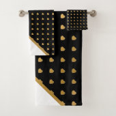 CUSTOM SCHWARZ-WEISS GOLD HEARDS BADEZIMMER TOWEL BADHANDTUCH SET (Insitu)