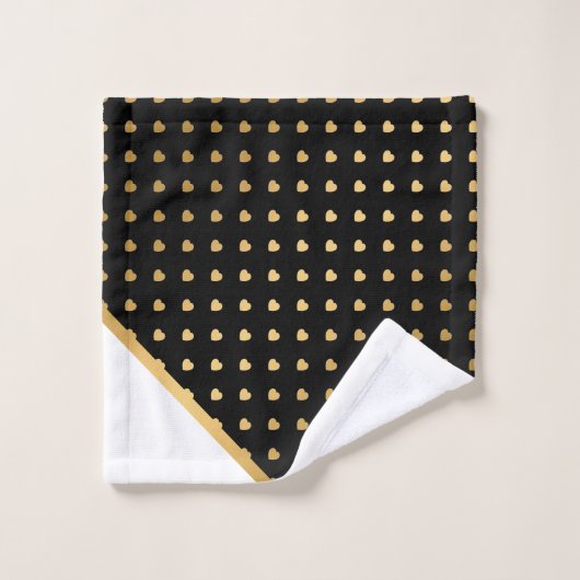 CUSTOM SCHWARZ-WEISS GOLD HEARDS BADEZIMMER TOWEL BADHANDTUCH SET (Waschlappen)