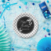 Custom Schwarz-weiß Happy Birthday Diamond Muster Pappteller (Party)