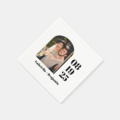 Custom Schwarz-weiß Minimalistisch Foto Name Weddi Serviette (Ecke)