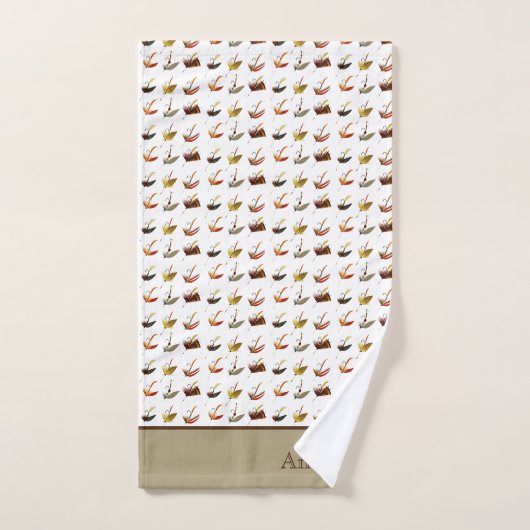 Custom Schwarz-weiß Tan Fly Fishing Coast B Badhandtuch Set (Handtuch)