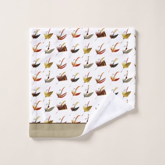 Custom Schwarz-weiß Tan Fly Fishing Coast B Badhandtuch Set (Waschlappen)