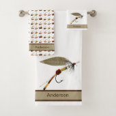 Custom Schwarz-weiß Tan Fly Fishing Coastes Badhandtuch Set (Insitu)