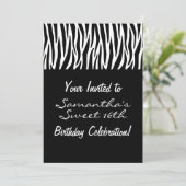 Custom Schwarz-weiß Zebra Einladung (Stehend Vorderseite)