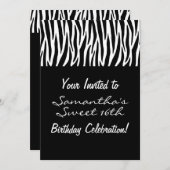 Custom Schwarz-weiß Zebra Einladung (Vorne/Hinten)