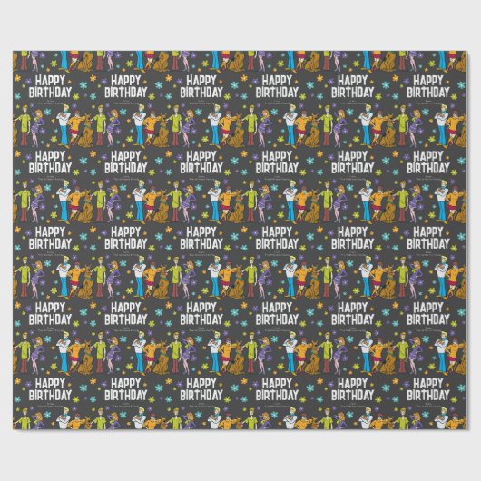 Custom Scooby-Doo Gang Happy Birthday Geschenkpapier (Flach)