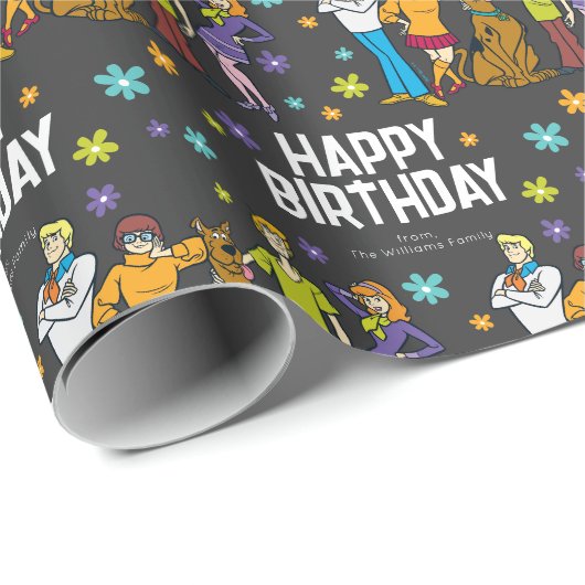 Custom Scooby-Doo Gang Happy Birthday Geschenkpapier (Rolleneckpunkt)