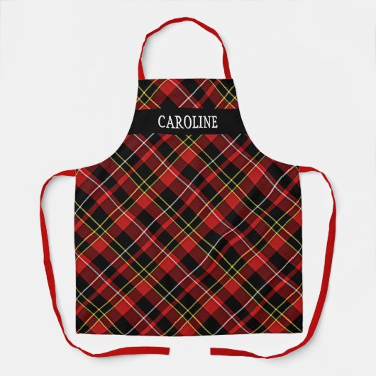 Custom Scottish Red Schwarz-weiß Yellow Kariert Schürze (Vorderseite)
