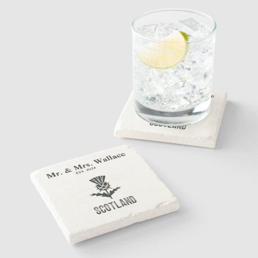 Custom Scottish Untersetzer for Wedding, Verlobung (Seitenansicht)