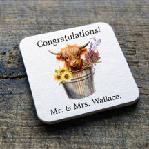 Custom Scottish Untersetzer, Highland Cow Gift Ide