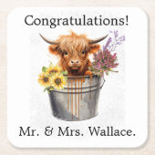 Custom Scottish Untersetzer, Highland Cow Gift Ide Rechteckiger Pappuntersetzer (Vorderseite)