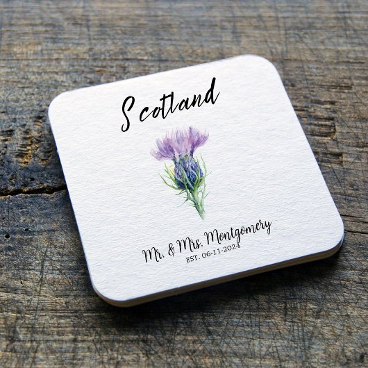 Custom Scottish Wedding Untersetzer, Personalisier Rechteckiger Pappuntersetzer