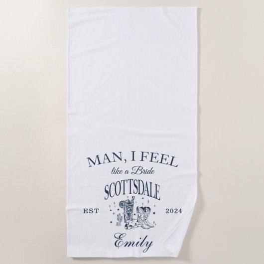 Custom Scottsdale Bachelorette Modern Beach Handtu Strandtuch (Vorderseite)