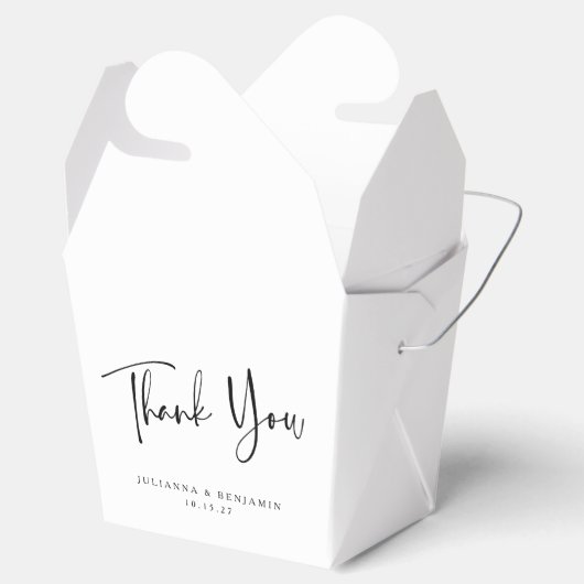 Custom Script Black and White Wedding Vielen Dank Geschenkschachtel (Geöffnet)