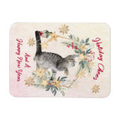 Custom Script Cat Watercolor Neujahr Weihnachten Magnet (Horizontal)