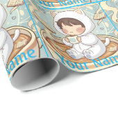 Custom Script Cat Wrapping Paper for Book Gifts Geschenkpapier (Rolleneckpunkt)