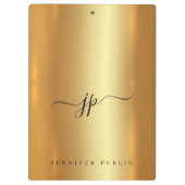 Custom Script Elegant Text Monogram Luxury Gold Klemmbrett (Rückseite)