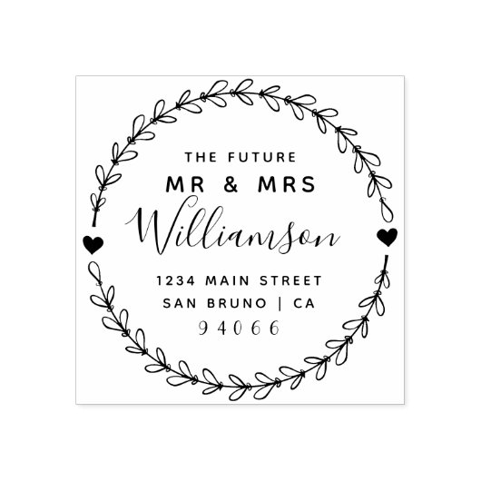 Custom Script Future Mr. & Mrs. Rücksendeadresse Gummistempel (Prägung)