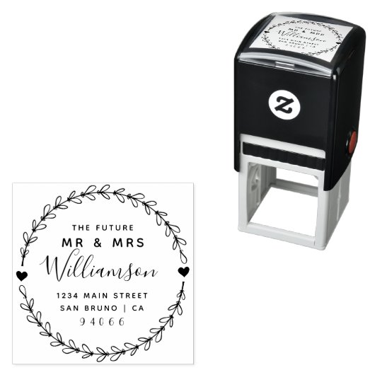 Custom Script Future Mr. & Mrs. Rücksendeadresse Permastempel (Beispiel)