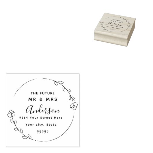 Custom Script Future Mr. & Mrs. Rücksendeadresse R Gummistempel (Stempel)