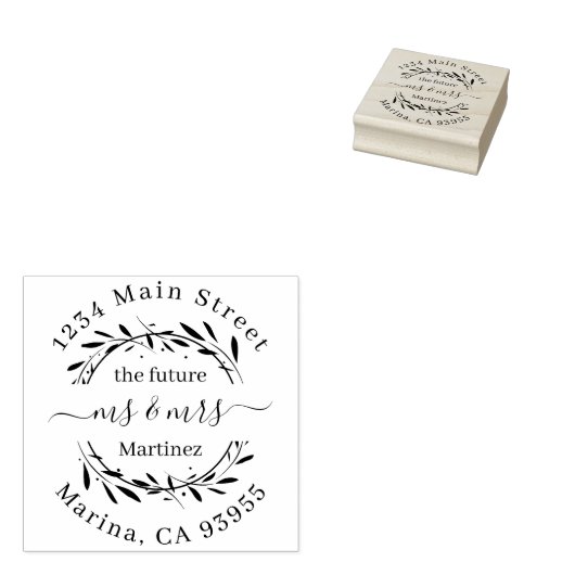 Custom Script Future Mr. und Mrs. Wedding Address Gummistempel (Stempel)