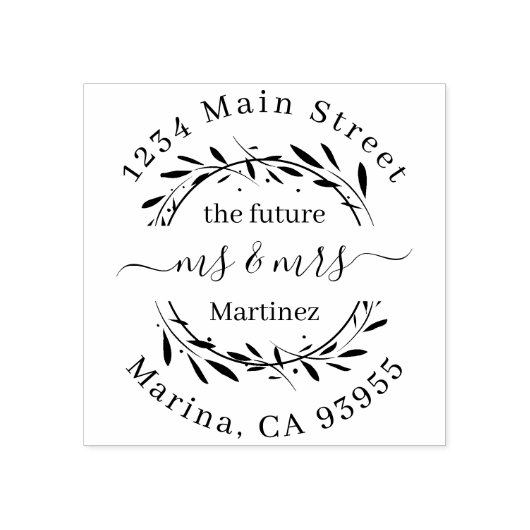 Custom Script Future Mr. und Mrs. Wedding Address Gummistempel (Prägung)