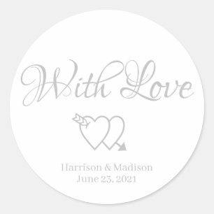 Custom Script Herzen Hochzeitsgeschenk Gefallen Ta Runder Aufkleber