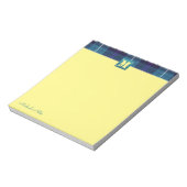 Custom Script Kariert Tartan Leather Monogram Yell Notizblock (Rotiert)