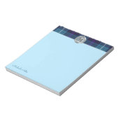 Custom Script Kariert Tartan Metallic Steel Monogr Notizblock (Rotiert)