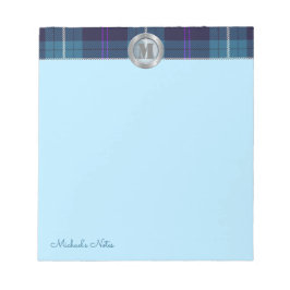 Custom Script Kariert Tartan Metallic Steel Monogr Notizblock