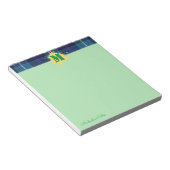 Custom Script Kariert Tartan Splash Monogram Green Notizblock (angewinkelt)