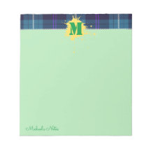 Custom Script Kariert Tartan Splash Monogram Green