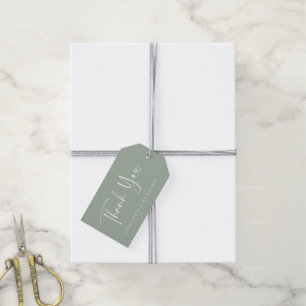 Custom Script Modern Dusty Sage Wedding Vielen Dan Geschenkanhänger