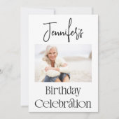 Custom Script Modern Foto Birthday Party Einladung (Vorderseite)