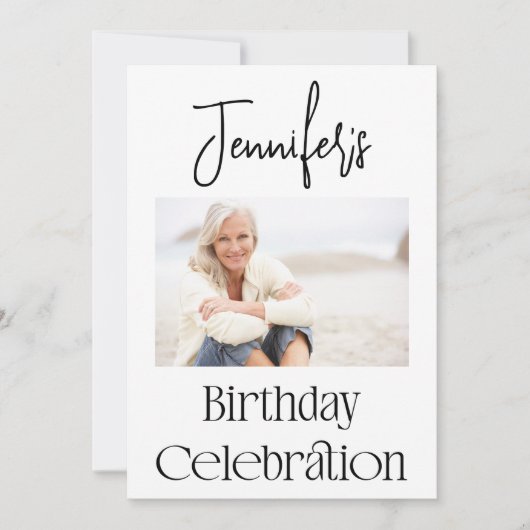 Custom Script Modern Foto Birthday Party Einladung (Vorderseite)