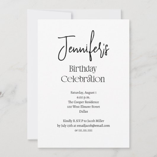 Custom Script Modern Foto Birthday Party Einladung (Rückseite)