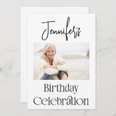 Custom Script Modern Foto Birthday Party Einladung (Vorne/Hinten)