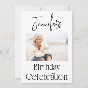 Custom Script Modern Foto Birthday Party Einladung