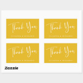 Custom Script Modern Yellow Wedding Vielen Dank Rechteckiger Aufkleber (Blatt)