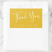 Custom Script Modern Yellow Wedding Vielen Dank Rechteckiger Aufkleber (Tasche)